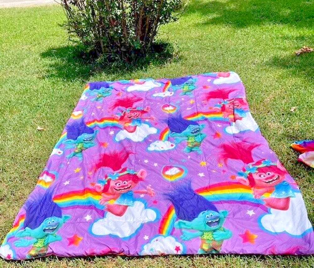 Trolls Bedspread Quilted 62" x 84” With Flat Sheet 64" x 94" Dreamworks Trolls